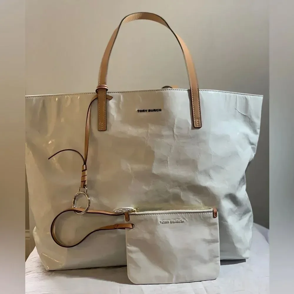 Tory Burch Milo Tote and Pouch - White